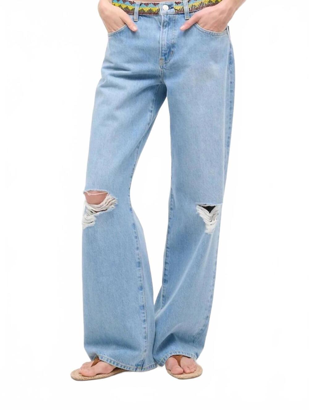 NEW STAUD gus relaxed jeans in surfer beaded